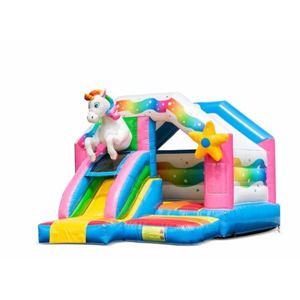 Springkussen Unicorn met glijbaan Springkussen Unicorn met glijbaan