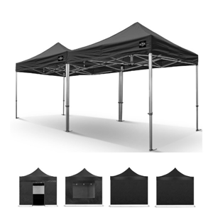 Easy up tent 3x6m Zwart (gekoppeld) *Nieuw*