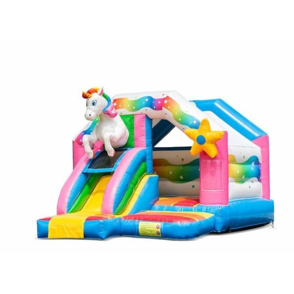 Springkussen Unicorn met glijbaan
