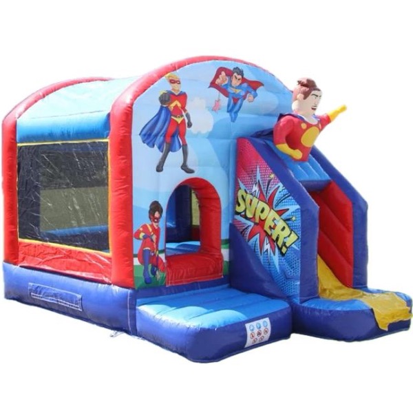 Springkussen Mini Superhelden met Glijbaan